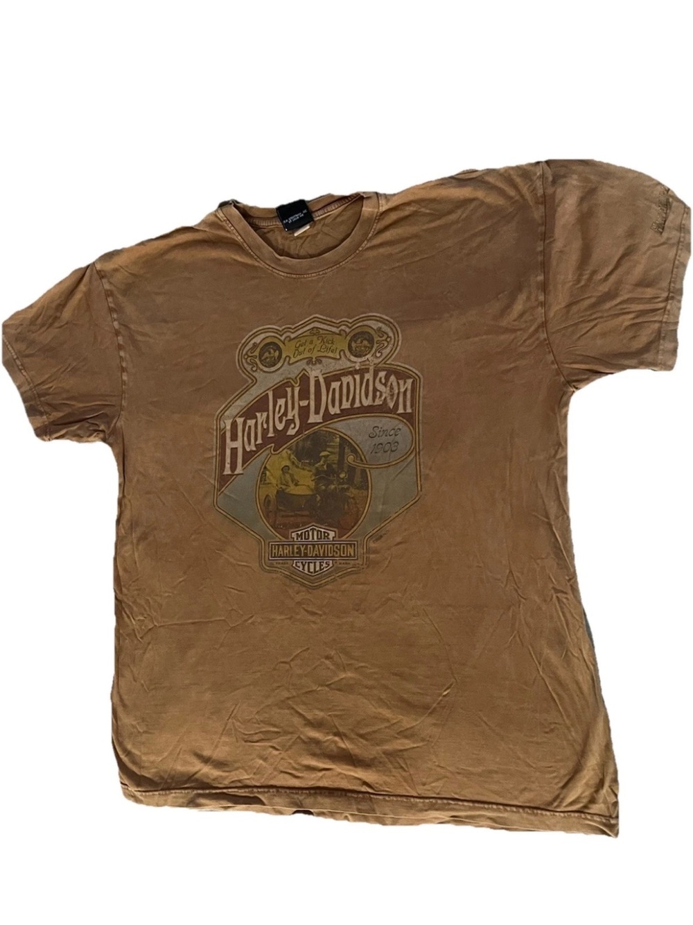 SzXL Vintage Harley Davidson State College, Pa #1 Cycle Center Faded Brown Tee